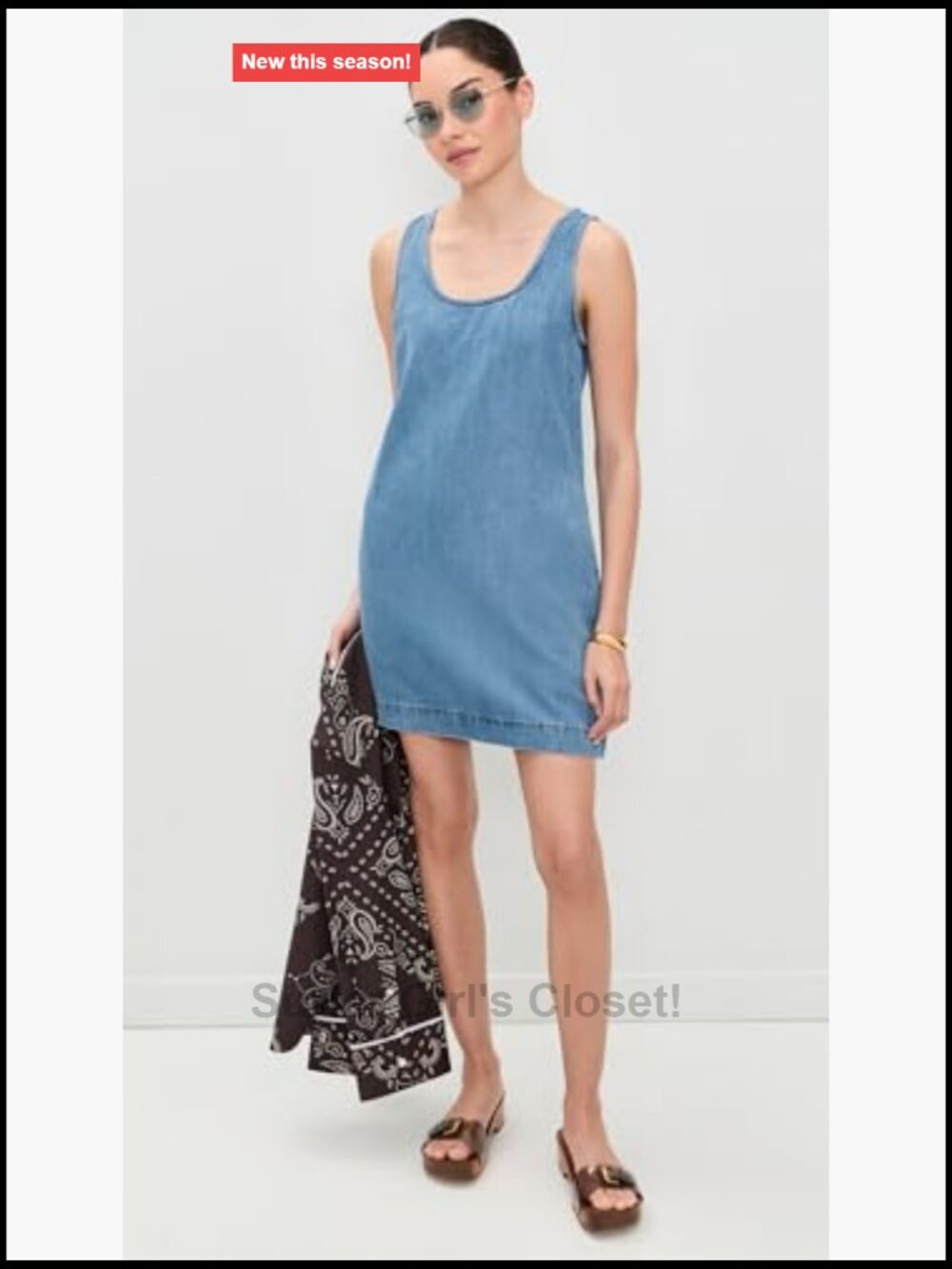 Women's Square Neck Sleeveless Mini Dress Cotton Tencel Casual - Picture 3 of 6